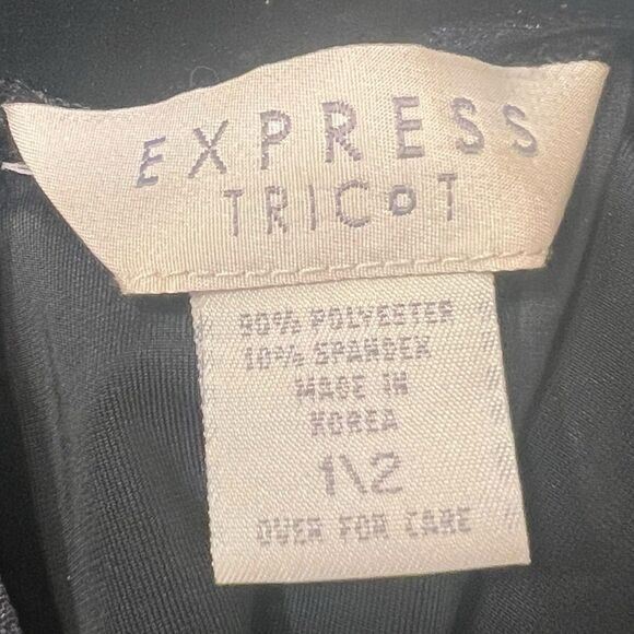 Express Tricot Black Velvet Maxi Dress Mock Neck Size 1/2 Vintage 90s Chic - Picture 4 of 10